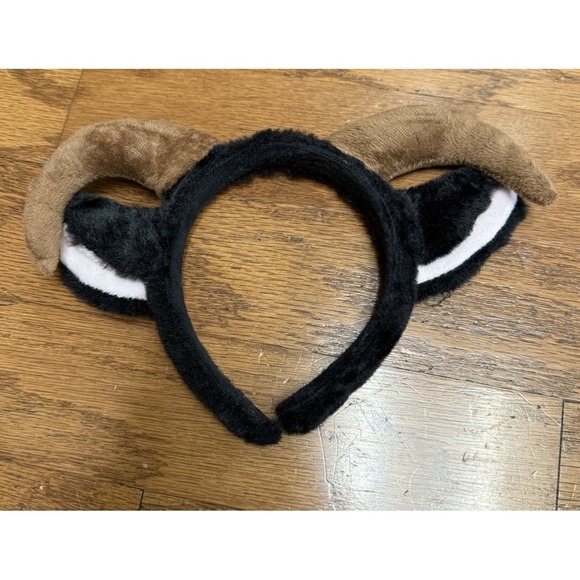 Accessories - Goat Ears Headband w/ Ram Horns Furry Costume Accessory Black Brown Cosplay NEW!